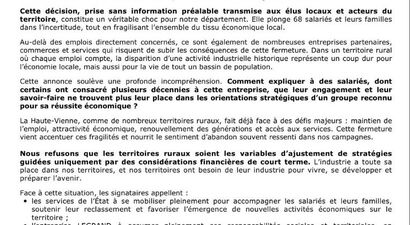 Fermeture du site Legrand de Châlus :